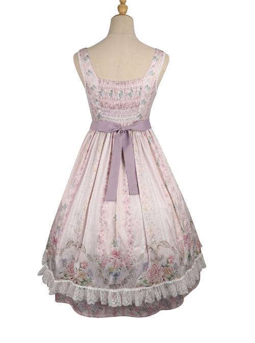 Flowers Wall Series JSK Printing Light Purple Chiffon Elegant Classic Lolita Sling Dress