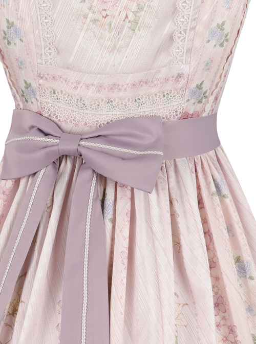 Flowers Wall Series JSK Printing Light Purple Chiffon Elegant Classic Lolita Sling Dress