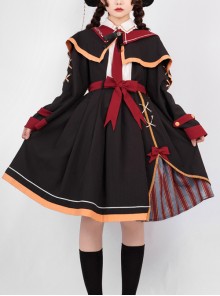 Magic Notice Series OP Retro School Lolita Autumn Winter Black Long Sleeve Dress