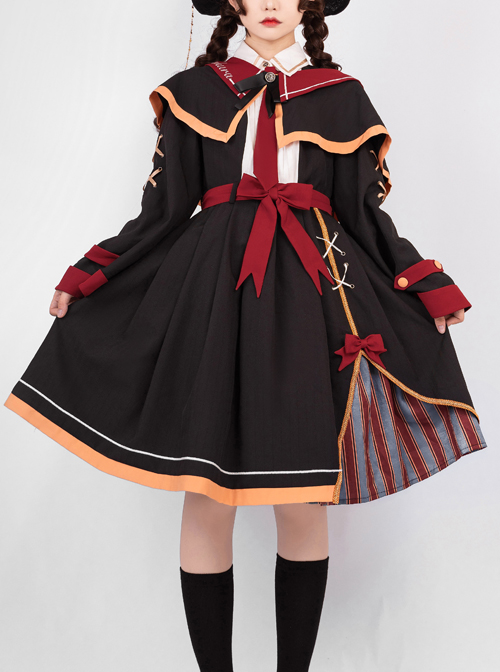 Magic Notice Series OP Retro School Lolita Autumn Winter Black Long Sleeve Dress