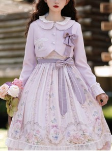 Flowers Wall Series Doll Collar Purple Elegant Classic Lolita Woolen Small Coat