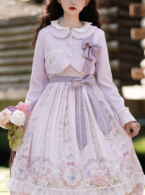 Flowers Wall Series Doll Collar Purple Elegant Classic Lolita Woolen Small Coat