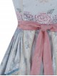 Flowers Wall Series JSK Printing Light Blue Classic Lolita Sling Dress