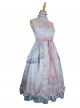 Flowers Wall Series JSK Printing Light Blue Classic Lolita Sling Dress