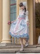 Flowers Wall Series JSK Printing Light Blue Classic Lolita Sling Dress