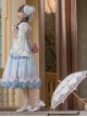 Flowers Wall Series JSK Printing Light Blue Classic Lolita Sling Dress