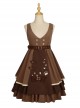 Kitten Detective Series Brown Open Front Retro School Lolita Sleeveless Dress