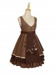 Kitten Detective Series Brown Open Front Retro School Lolita Sleeveless Dress