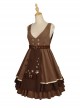 Kitten Detective Series Brown Open Front Retro School Lolita Sleeveless Dress