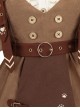 Kitten Detective Series Brown Open Front Retro School Lolita Sleeveless Dress