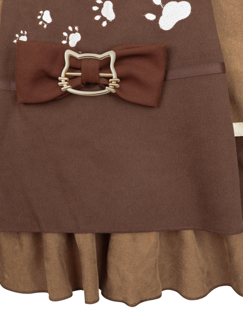 Kitten Detective Series Brown Open Front Retro School Lolita Sleeveless Dress