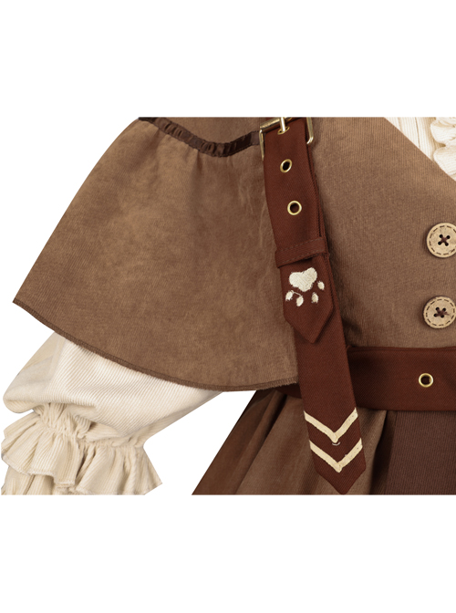 Kitten Detective Series Retro School Lolita Brown Small Shawl