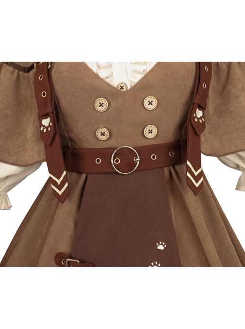 Kitten Detective Series Retro School Lolita Brown Small Shawl