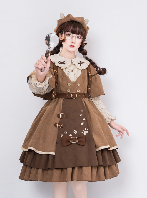 Kitten Detective Series Cat Ears Cute School Lolita Brown Beret