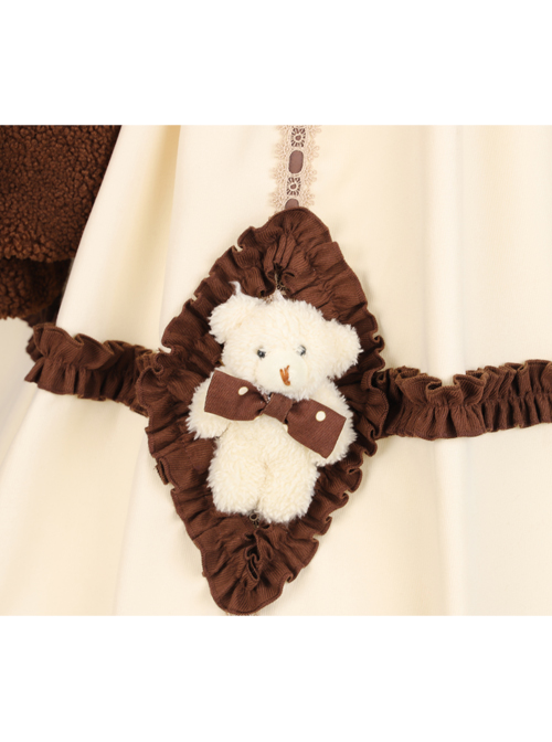 Coffee Bears Series OP Doll Collar Sweet Lolita Autumn Winter Apricot Long Sleeve Dress