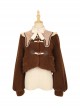 Coffee Bears Series Brown Cute Sweet Lolita Autumn Winter Sheep Horn Buttons Woolen Short Coat