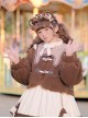 Coffee Bears Series Brown Cute Sweet Lolita Autumn Winter Sheep Horn Buttons Woolen Short Coat