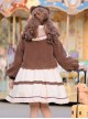 Coffee Bears Series Brown Cute Sweet Lolita Autumn Winter Sheep Horn Buttons Woolen Short Coat