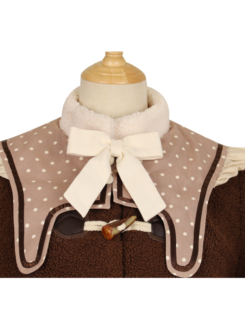 Coffee Bears Series Brown Cute Sweet Lolita Autumn Winter Sheep Horn Buttons Woolen Short Coat