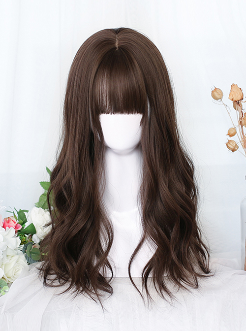 Brown Gentle Medium Length Curly Wig Classic Lolita Wigs