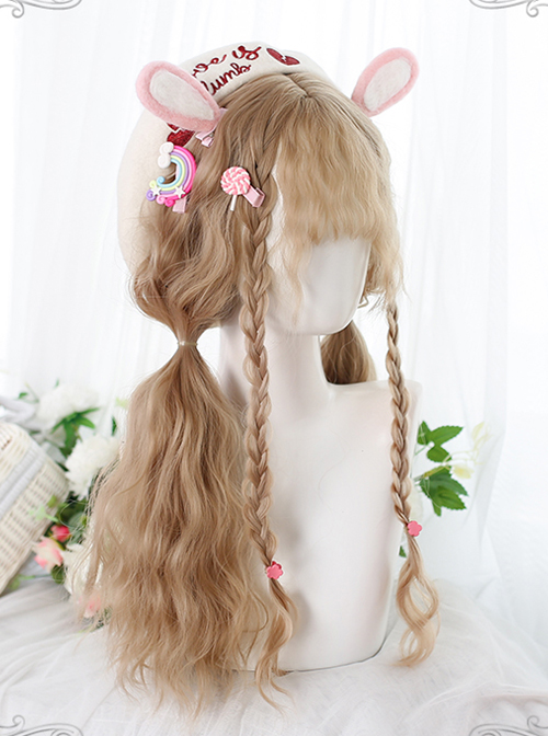 Cute Sheep Roll Fluffy Egg Roll Long Curly Wig Sweet Lolita Lolita Double Ponytail Plait Wigs
