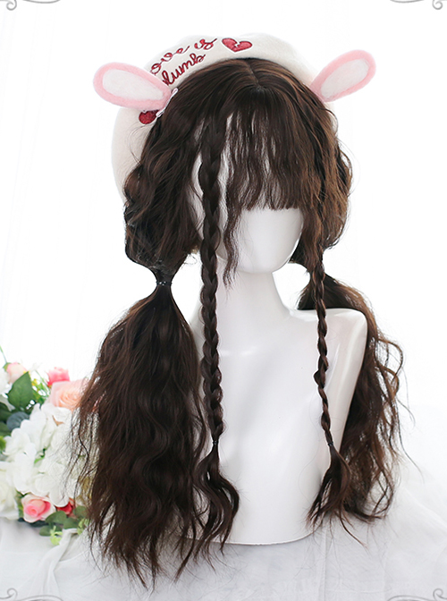 Cute Sheep Roll Fluffy Egg Roll Long Curly Wig Sweet Lolita Lolita Double Ponytail Plait Wigs