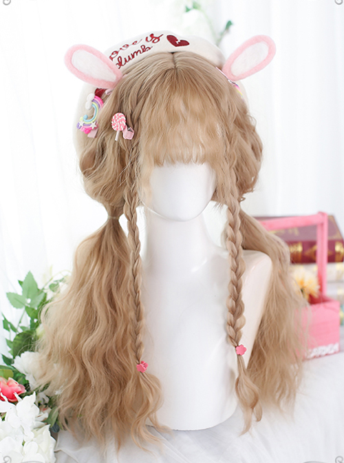 Cute Sheep Roll Fluffy Egg Roll Long Curly Wig Sweet Lolita Lolita Double Ponytail Plait Wigs