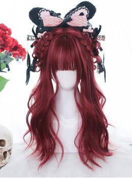 Red Lotus Series Red Medium Length Gentle Curly Wig Gothic Lolita Wigs