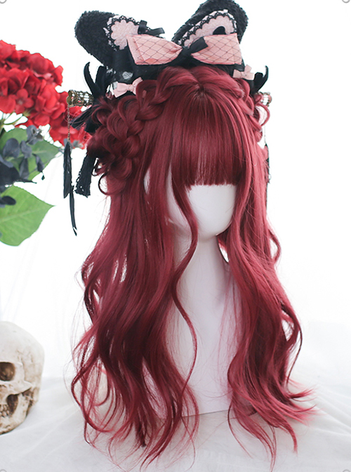 Red Lotus Series Red Medium Length Gentle Curly Wig Gothic Lolita Wigs