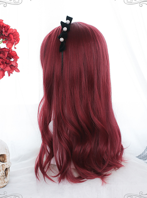 Red Lotus Series Red Medium Length Gentle Curly Wig Gothic Lolita Wigs