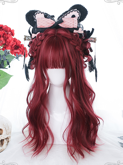 Red Lotus Series Red Medium Length Gentle Curly Wig Gothic Lolita Wigs