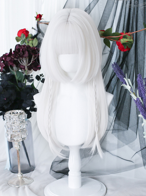 Pure Color Jellyfish Hairstyle Medium Length Straight Wig Gothic Lolita Wigs