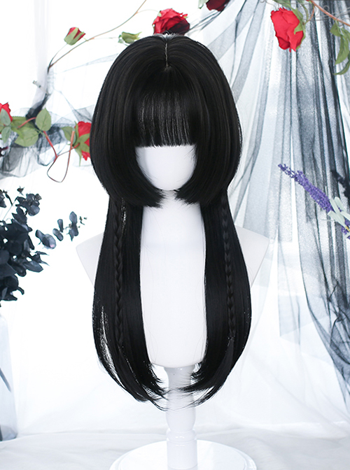 Pure Color Jellyfish Hairstyle Medium Length Straight Wig Gothic Lolita Wigs