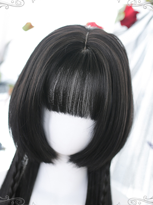 Pure Color Jellyfish Hairstyle Medium Length Straight Wig Gothic Lolita Wigs