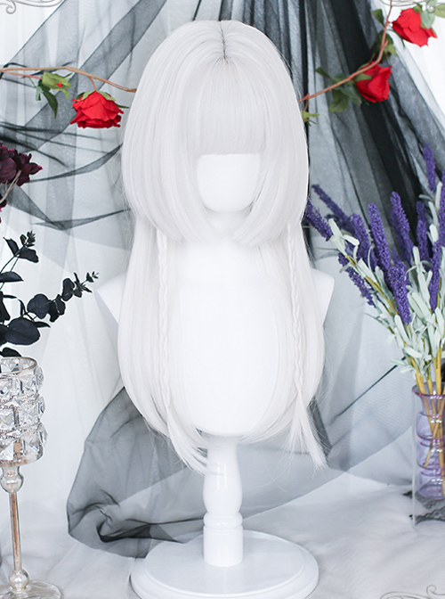 Pure Color Jellyfish Hairstyle Medium Length Straight Wig Gothic Lolita Wigs