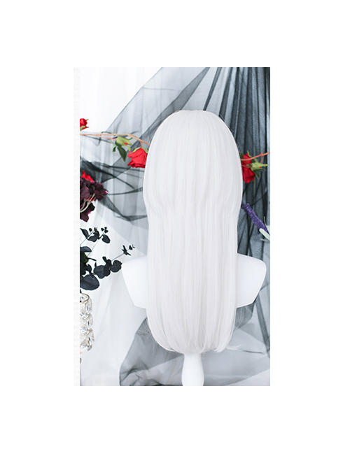 Pure Color Jellyfish Hairstyle Medium Length Straight Wig Gothic Lolita Wigs