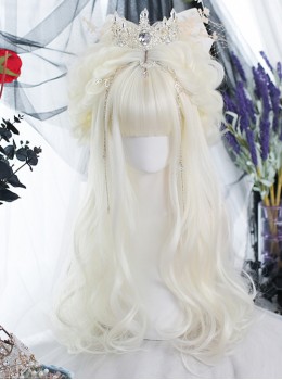 Moonlight Series White Natural Gentle Curly Long Wig Classic Lolita Wigs