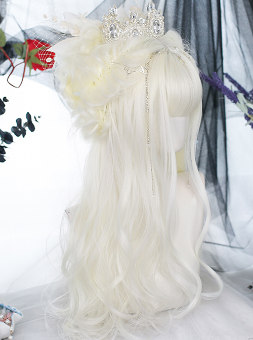 Moonlight Series White Natural Gentle Curly Long Wig Classic Lolita Wigs