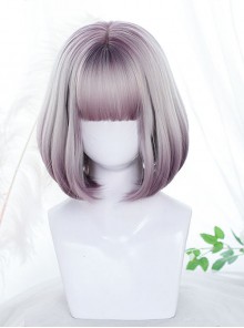 Purple Gradient Short Wig Natural Inner Buckle Hairstyle Sweet Lolita Wigs