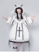 Devil Rabbit Series OP Autumn Winter Halloween Gothic Lolita Long Sleeve Dress With Detachable Plush Rabbit Ears Hat