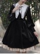 Ms Lily Series OP Black Elegant Court Style Classic Lolita Long Sleeve Dress