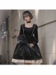 Ms Lily Series OP Black Elegant Court Style Classic Lolita Long Sleeve Dress