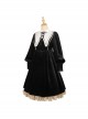 Ms Lily Series OP Black Elegant Court Style Classic Lolita Long Sleeve Dress