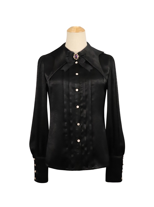 Witch Small Town Series Design 2 Halloween Retro Gothic Lolita Black Long Sleeve Shirt