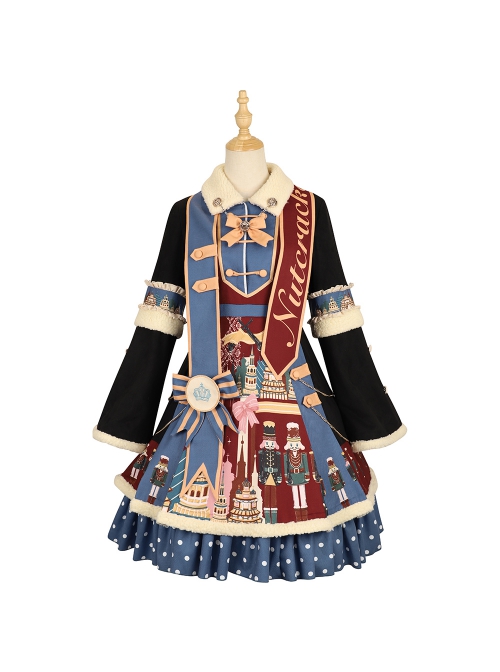 Clara Series OP Nutcracker Theme Autumn Winter Christmas Sweet Lolita Lapel Long Sleeve Dress