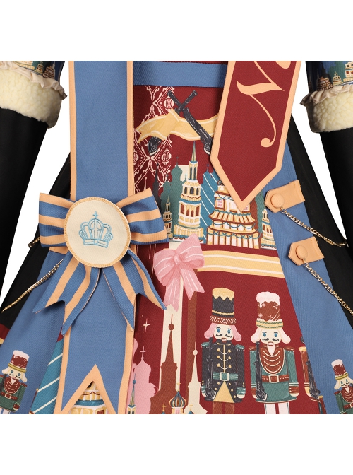 Clara Series OP Nutcracker Theme Autumn Winter Christmas Sweet Lolita Lapel Long Sleeve Dress