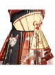 Fox Demon Series JSK Japanese Style Vintage Printing Sweet Lolita Red Sling Dress