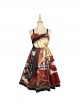 Fox Demon Series JSK Japanese Style Vintage Printing Sweet Lolita Red Sling Dress