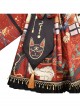 Fox Demon Series JSK Japanese Style Vintage Printing Sweet Lolita Red Sling Dress