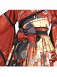 Fox Demon Series JSK Japanese Style Vintage Printing Sweet Lolita Red Sling Dress